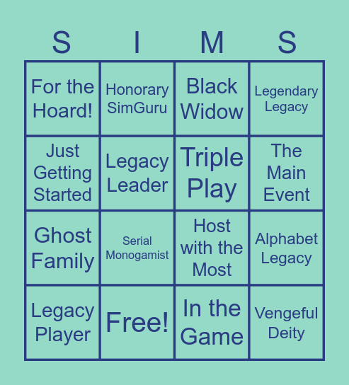 TS4 Base Game Achievements Bingo (Extreme) Bingo Card