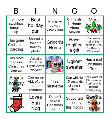 Virtual Holiday Party Bingo Card