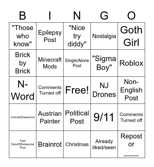 Reels Bingo PT3 Bingo Card