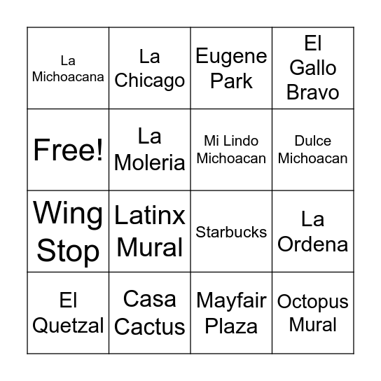 306 Albany Park BINGO Card