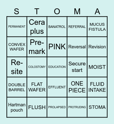 OSTOMY Bingo Card