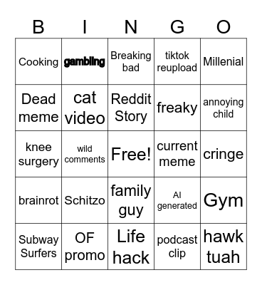 Reels Bingo Card