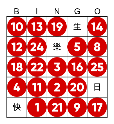 LOS NUMEROS Bingo Card