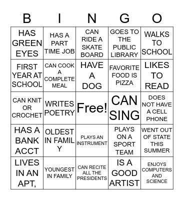 ICEBREAKER BINGO Card