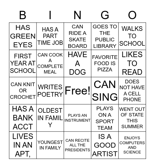 ICEBREAKER BINGO Card