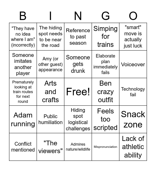 Jet Lag Season 11 Bingo Card