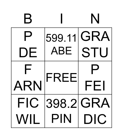 Book Address Bingo Card