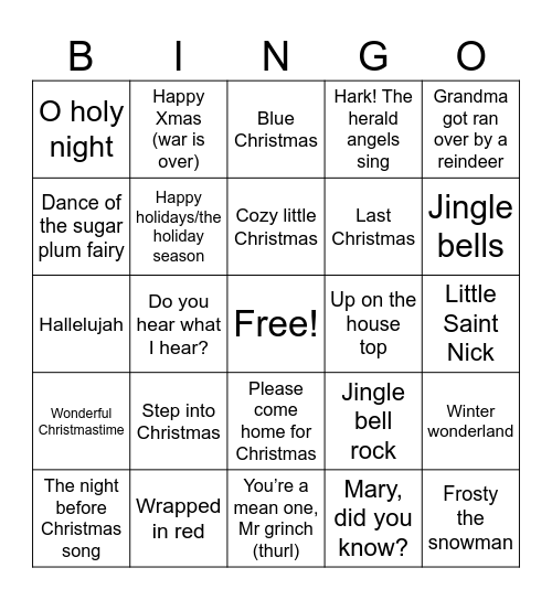 Christmas Bingo Card