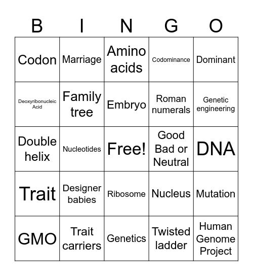 Candy Cane BINGO - Genetics 2 Test Bingo Card