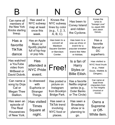 RPET HUMAN BINGO Card
