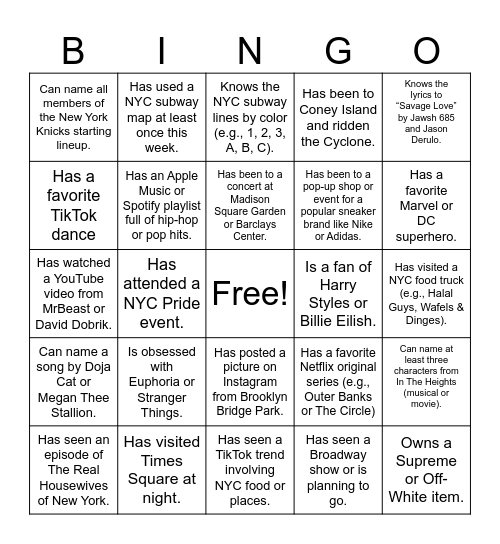 RPET HUMAN BINGO Card