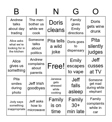 Family bingo Card