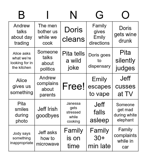 Family bingo Card