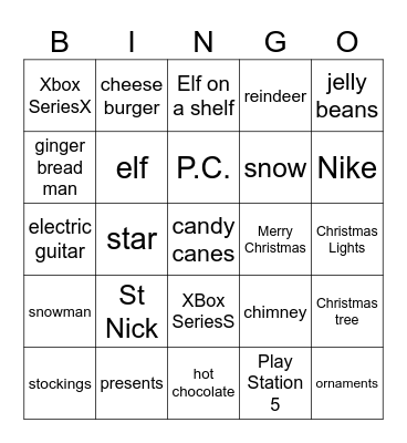 5th Grade Christmas Bingo Card