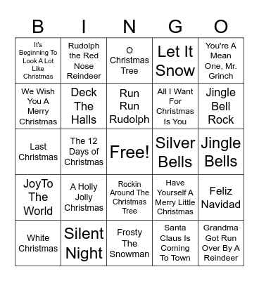 frChristmas Carol Bingo Card