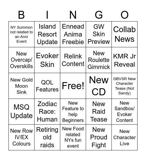 GBFes 2024 Bingo Card