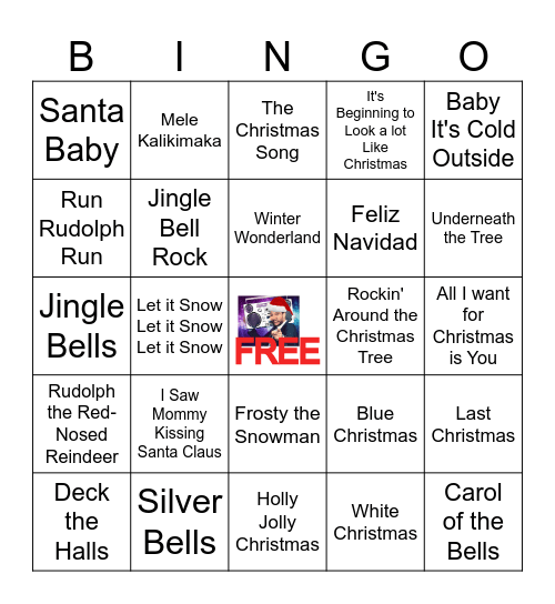 Holiday Music Bingo Card