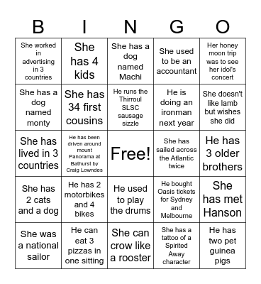 Team Bingo Card