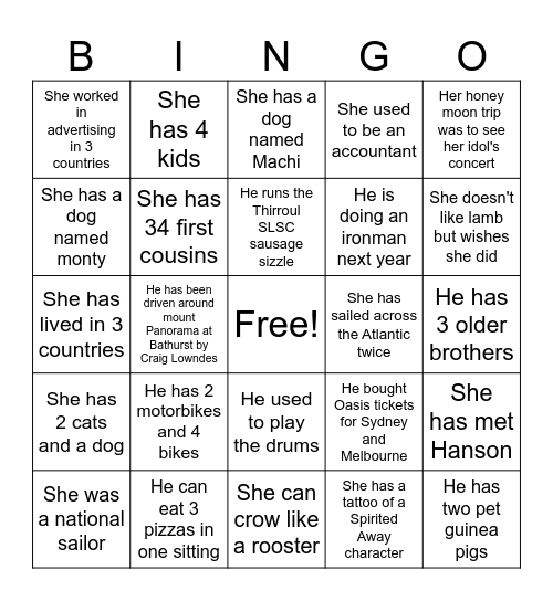 Team Bingo Card