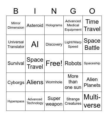 Sci-Fi Bingo Card