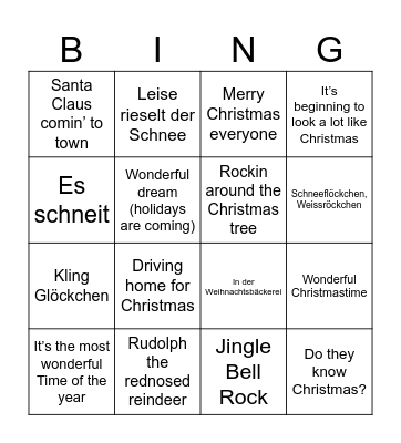 Weihnachtslieder Bingo Card