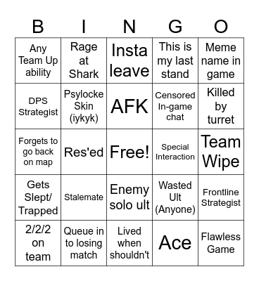 Marvel Rivals Bingo Card