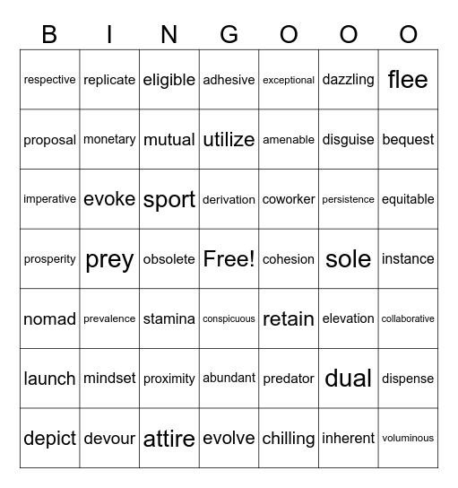 Skills 3 & 4 Bingo Card