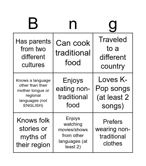 Encounters Bingo Card