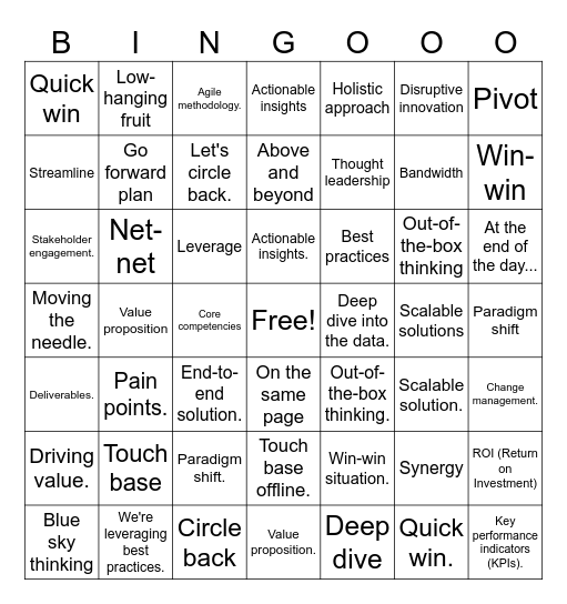 Consulting Bingo Card