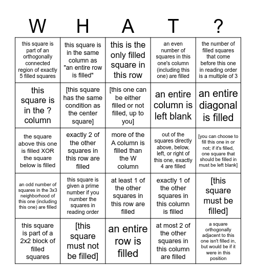 Huh? Bingo Card