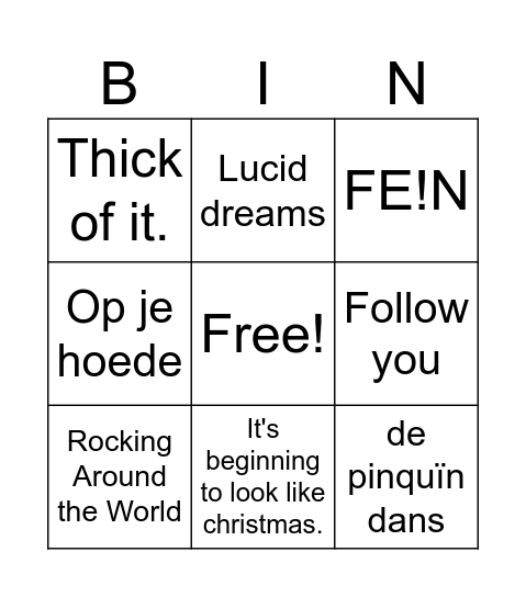 Muziekbingo 2M2 Bingo Card