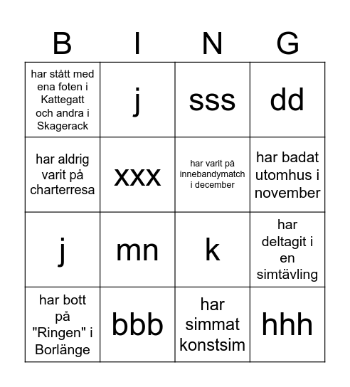 Julbingo Card