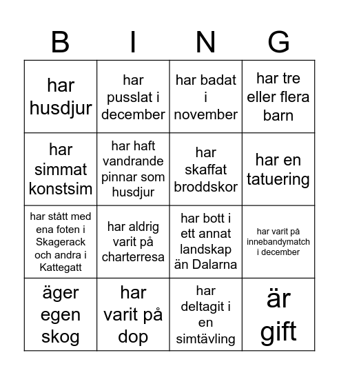 Julbingo Card