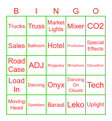 3D Sounds Bingo Card