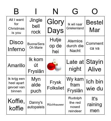 muziekbingo by Jolanda Kerst 3 Bingo Card