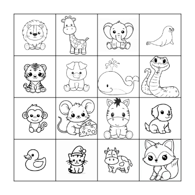 ANIMALS BINGO Card