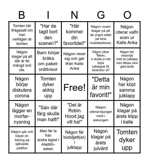 Julbingo 2021 Bingo Card