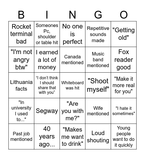Z/os Bingo Card