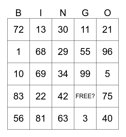 Keeho’s Bingo Card