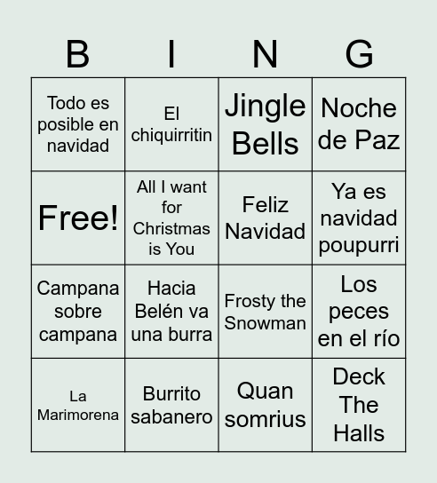 Bingo navideño Bingo Card