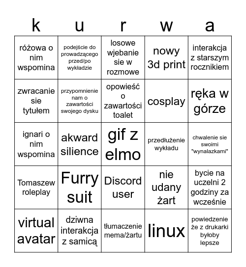 Bartuś Bingo Card