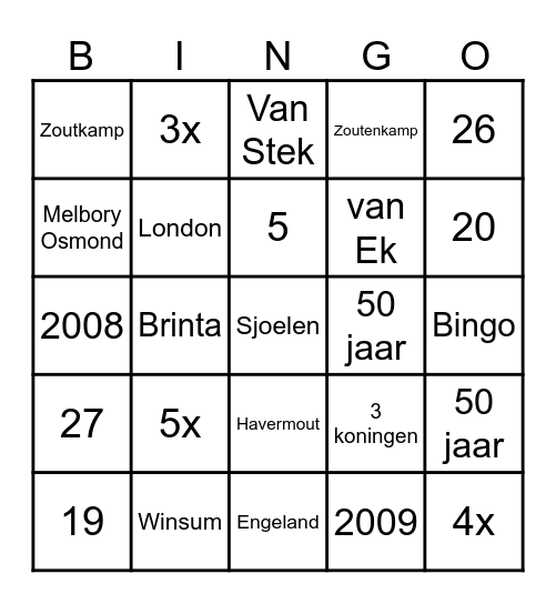 Oma's bingo Card