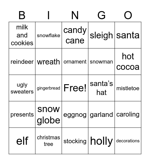 Christmas Bingo Card