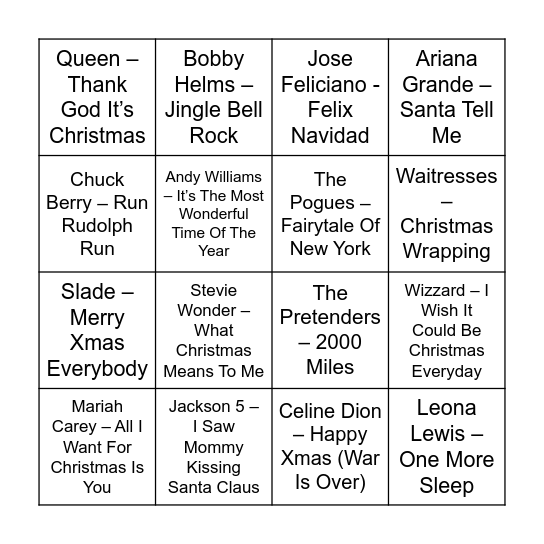 Christmas Disco Bingo Card
