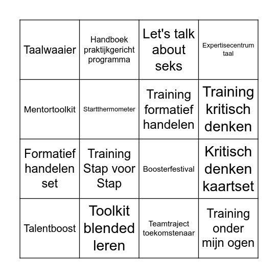 Nieuwjaarsborrel leerlabs Bingo Card