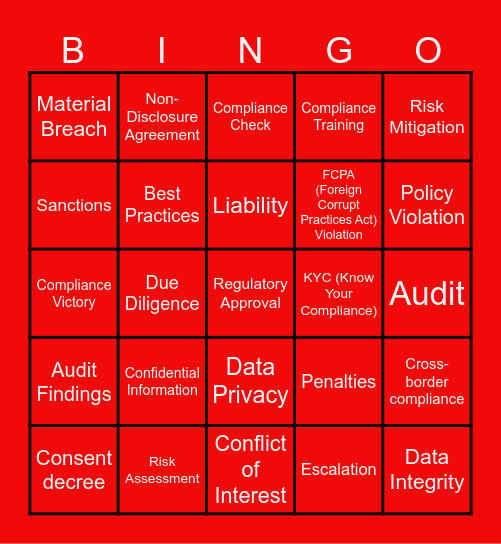 COMPLIANCE BUZZWORDS Bingo Card