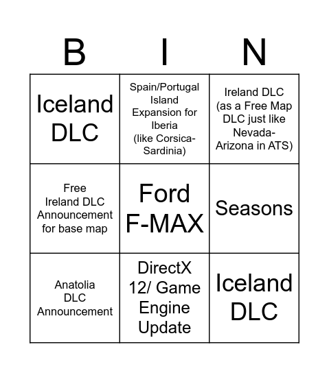 SCS Christmas Event Stream Bingo Card