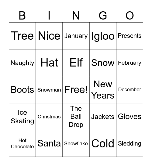 Winter Bingo Card