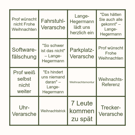 WEIHNACHTSBINGO Card