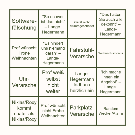 WEIHNACHTSBINGO Card